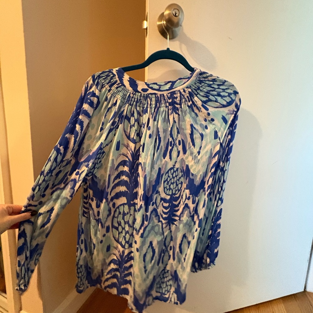 Women's Blue Patterned Top - Picture 8 of 8